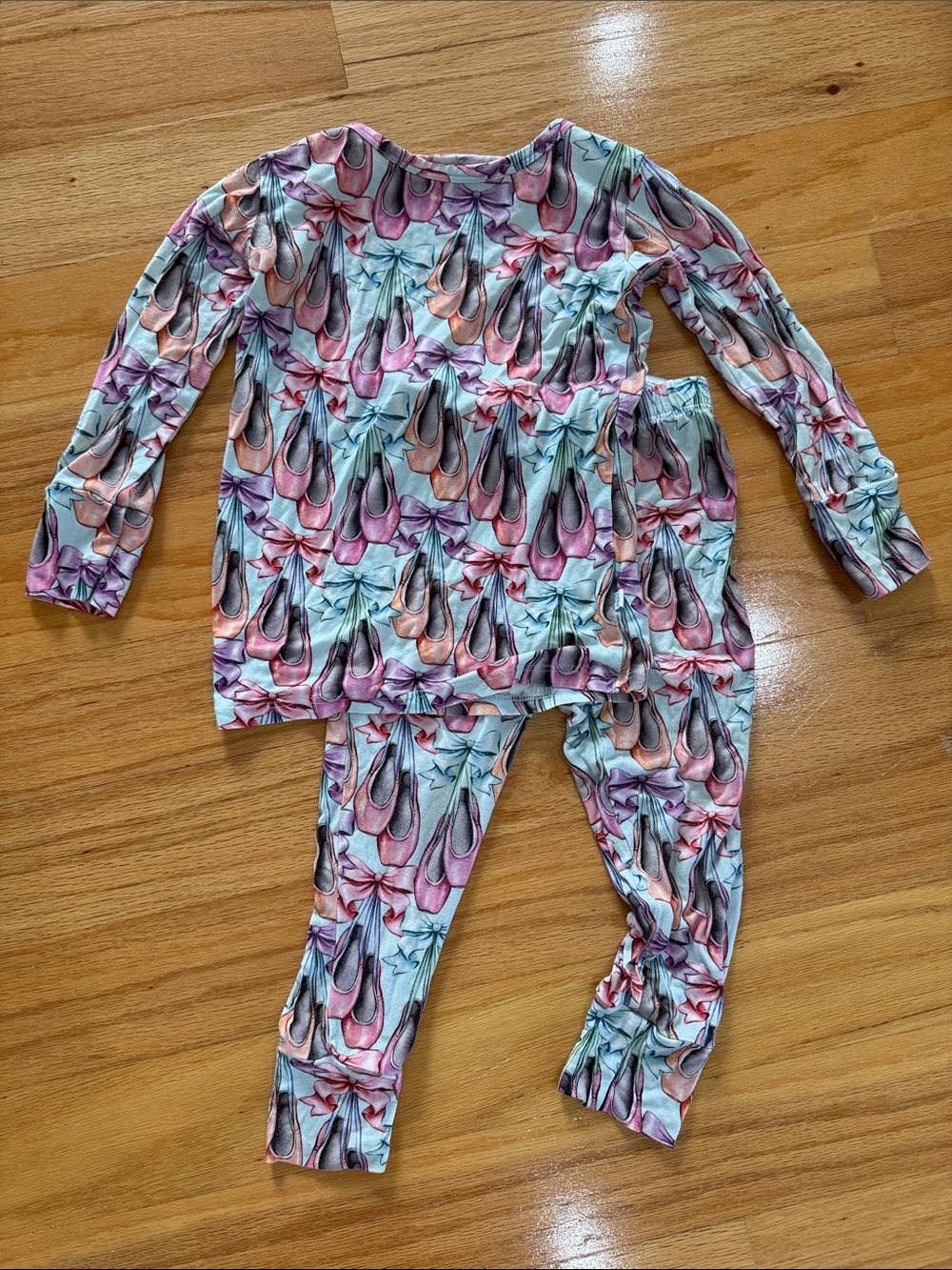 Posh Peanut Ballet Slipper Print Pajama Set - Pink, Blue & Purple